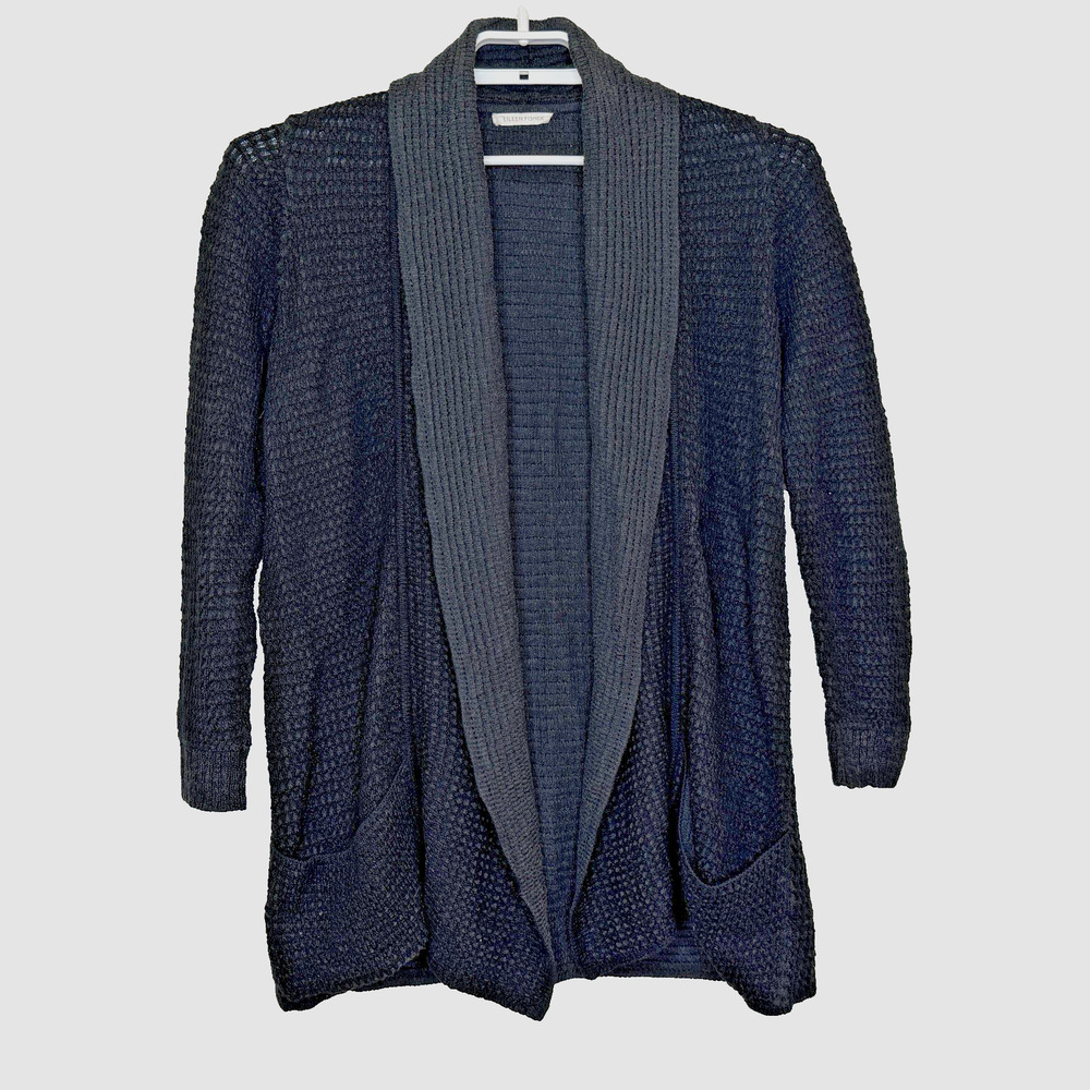 Eileen Fisher Tunic Sweater Cardigan Womens‎ Size Medium? Dark Gray Open Front